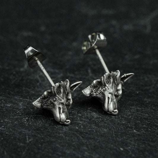 sterling silver wolf head earrings, wolf head earrings, wolf earrings, wild wolf earrings, wild animal earrings, gifts for men