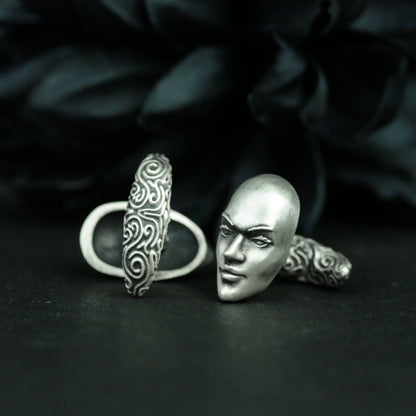 Woman face cufflinks 925 silver handmade, human face cufflinks accessories, personalized cufflinks precious gift - SATANHORN