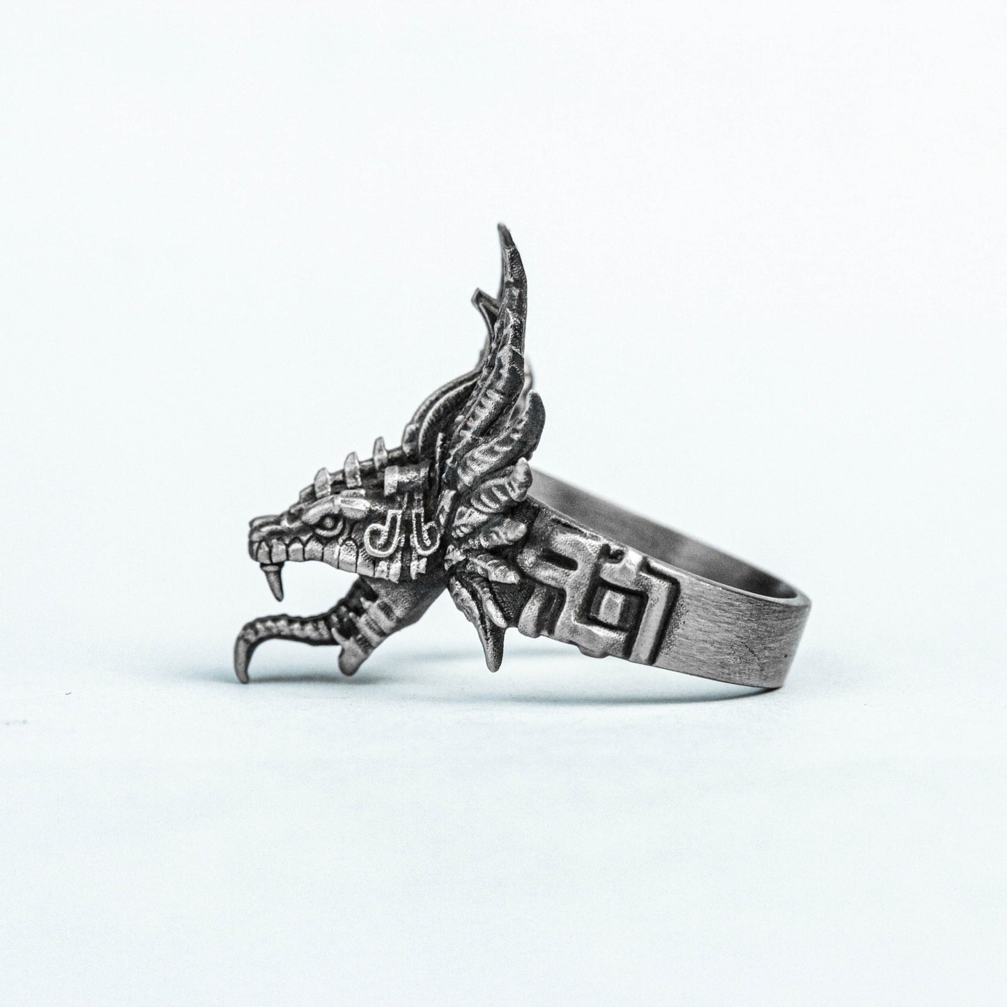 Quetzalcoatl Silver Ring, Indian Jewelry, Kukulkan Ring, Serpent Dragon Brass Ring, Angel 925 Sterling Silver Ring, Demon Brass Ring