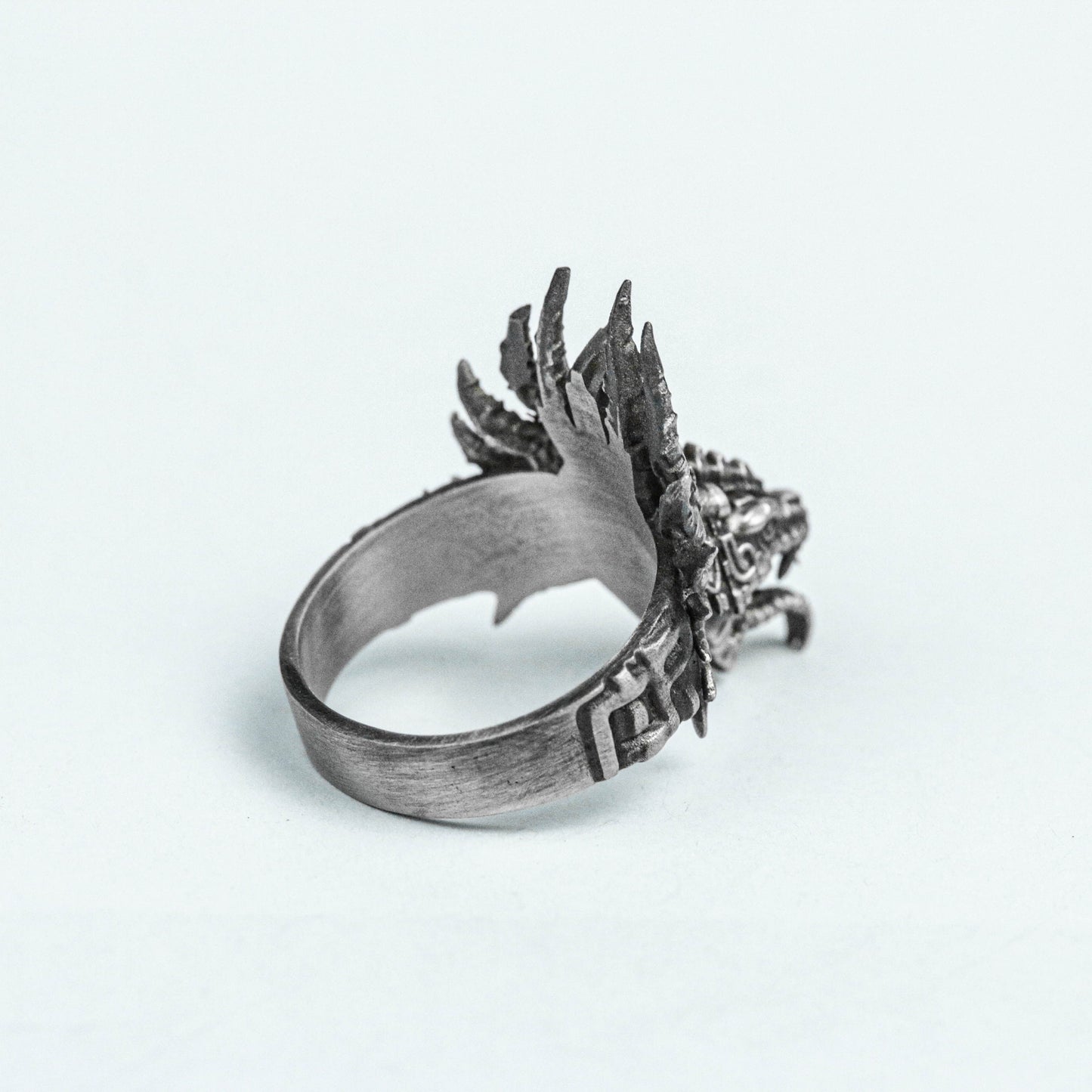 Quetzalcoatl Silver Ring, Indian Jewelry, Kukulkan Ring, Serpent Dragon Brass Ring, Angel 925 Sterling Silver Ring, Demon Brass Ring