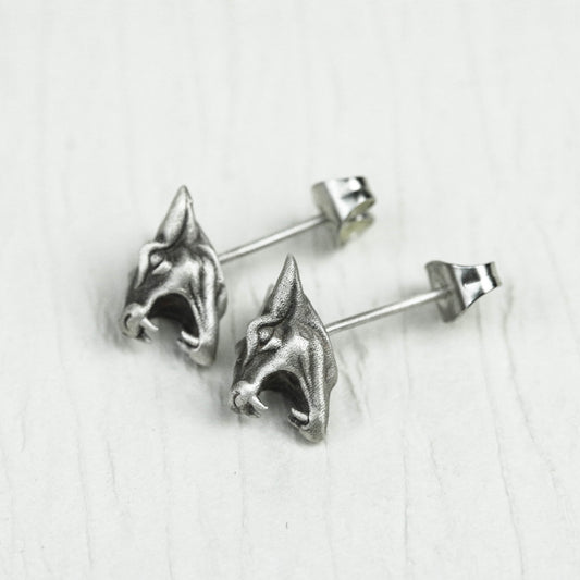 Rhino Head Stud Earrings, Rhino Stud Earrings, Sterling Silver Stud Earrings, Rhino Jewelry, Large Animals, Men's Gifts, Gifts for Him