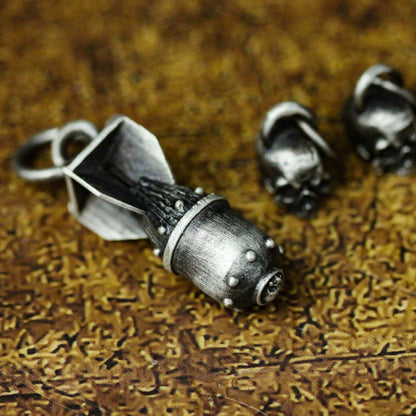 Atomic bomb 925 silver pendant necklace, "Miss Qiu" atomic bomb, silver pendant necklace, unique handmade silver jewelry