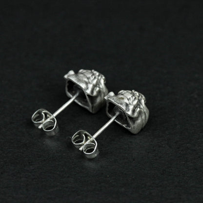 Sterling Silver Dog Head Stud Earrings, Dog Head Stud Earrings, Dog Stud Earrings, Animal Stud Earrings, Gift for Him