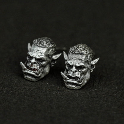 Tactical Fantasy Earrings - 925 Silver Handmade MMORPG Accessories for Men