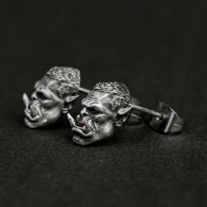 Tactical Fantasy Earrings - 925 Silver Handmade MMORPG Accessories for Men