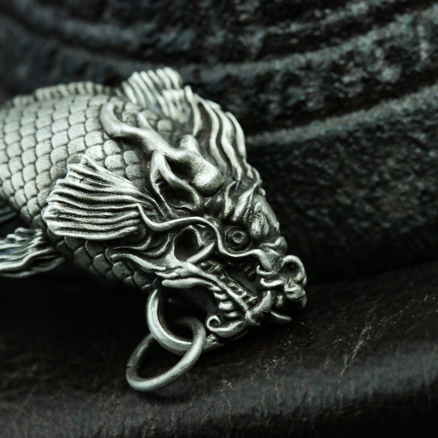 Dragon fish 925 silver pendant necklace, legend of carp turning into dragon, mythical animal dragon son silver handmade gift