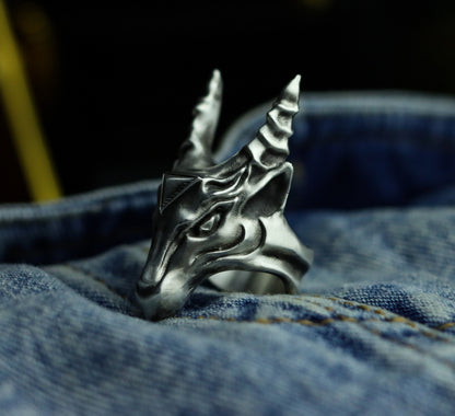 Antelope 925 silver ring, sheep skull silver ring,animal silver ring, natural ring, grassland ring, African animal sheep ring-Craftsmen made - SATANHORN