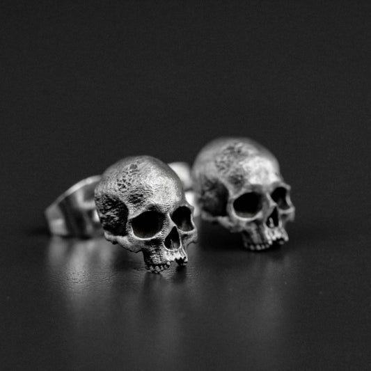 Jawless skull 925 silver Earrings, broken skull Earrings, sterling silver ghost vintage gothic Earrings gift-craftsman made