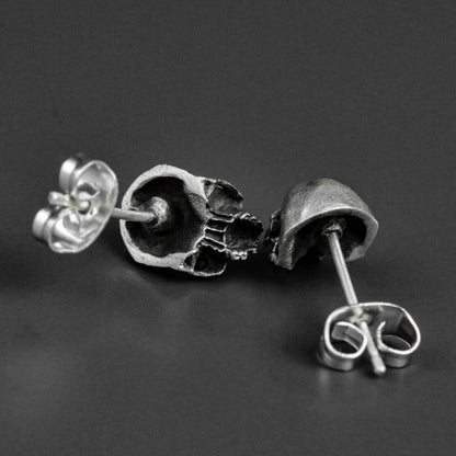 Jawless skull 925 silver Earrings, broken skull Earrings, sterling silver ghost vintage gothic Earrings gift-craftsman made