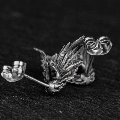 Angel Wing 925 Silver Stud Earrings, Men's Stud Earrings, Devil Wing Jewelry Sterling Silver Handmade-Craftsmen made