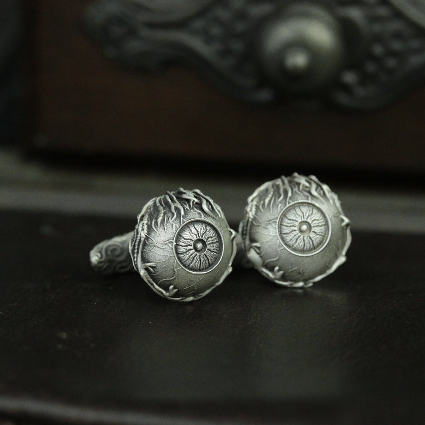 925 Silver Lost Devil's Pupil Eye of Sauron Cufflinks, Magic Lord of the Rings Cufflinks