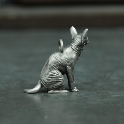 Hairless cat 925 silver pendant necklace, Stephanie cat pendant