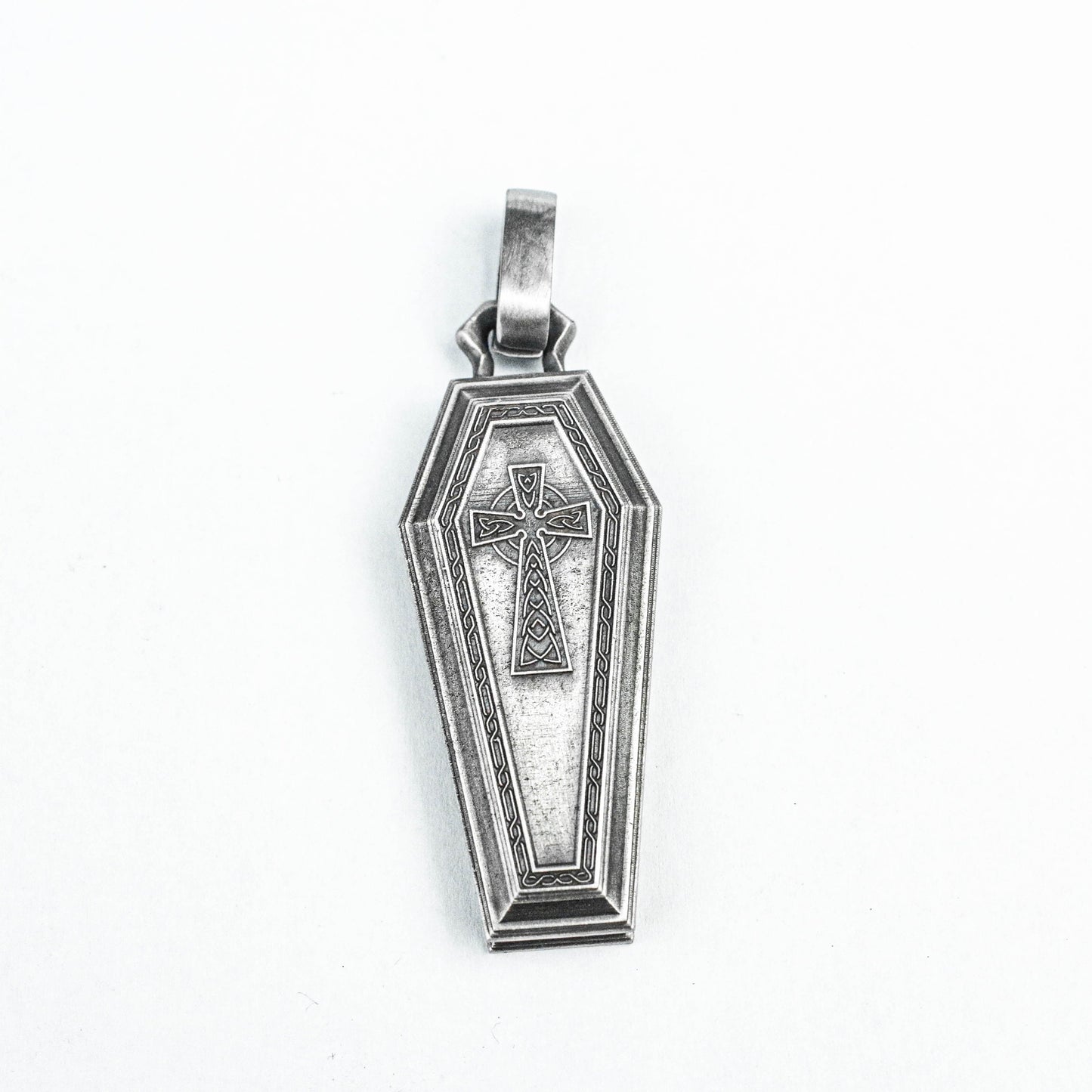 Gothic silver pendant, coffin pendant, 925 sterling silver cross pendant, European and American style jewelry, square glaze pendant