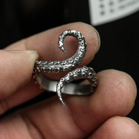 Sterling silver octopus tentacle ring, tentacle ring, octopus ring, fish ring, men's ring, women's ring, gift for him