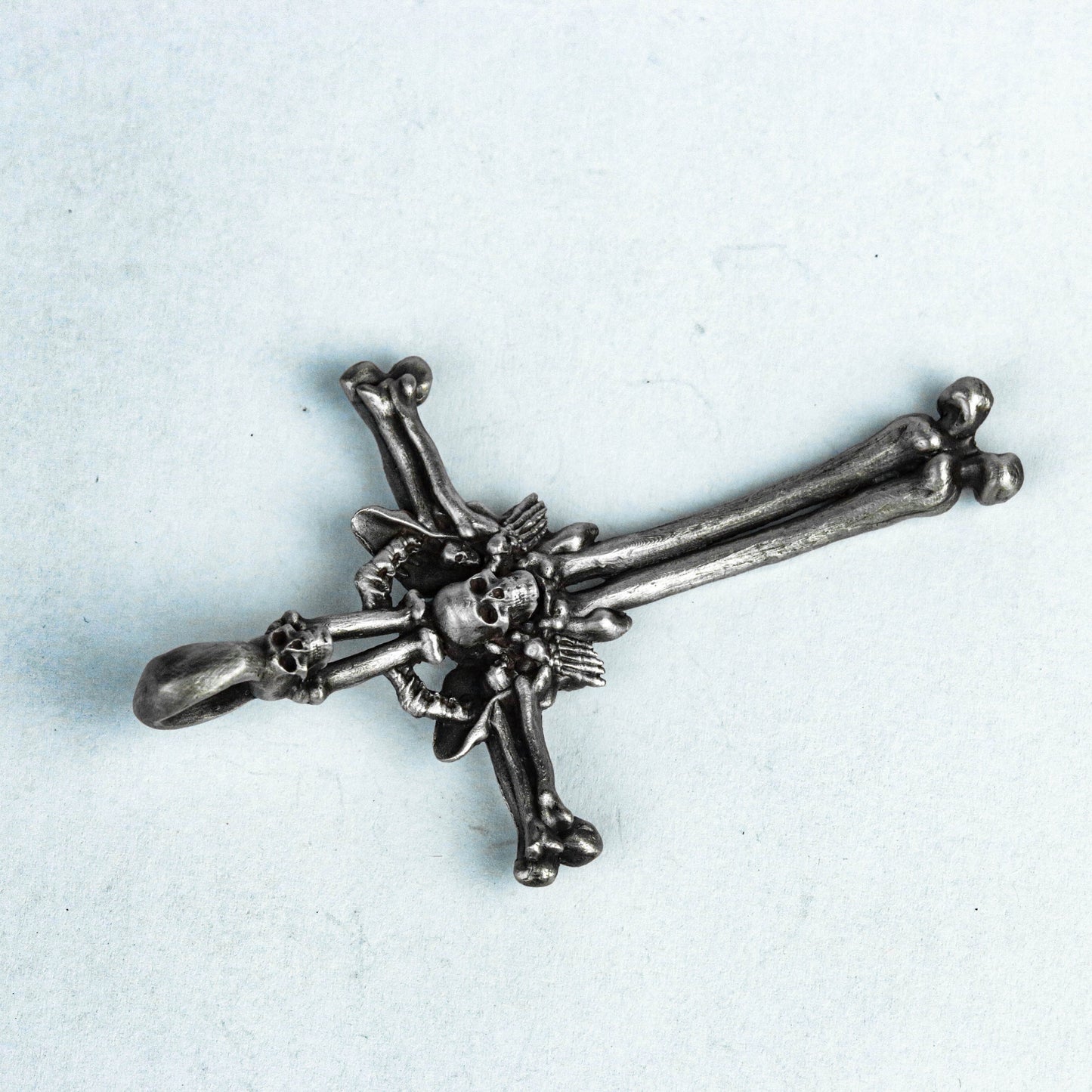 Cross Skull 925 Silver Pendant Necklace, Cross of Faith, Sterling Silver Brass Pendant-Craftsman Made.