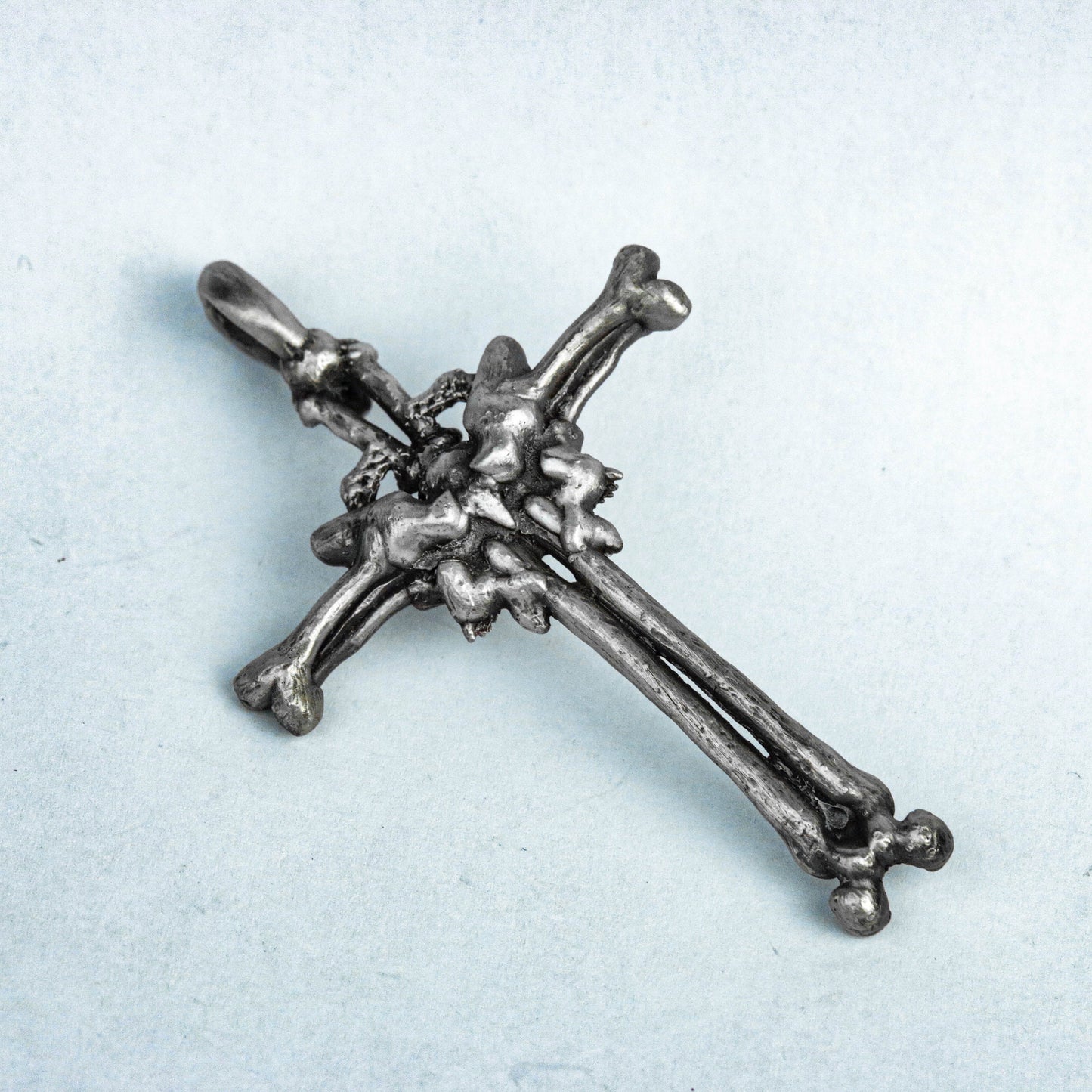 Cross Skull 925 Silver Pendant Necklace, Cross of Faith, Sterling Silver Brass Pendant-Craftsman Made.