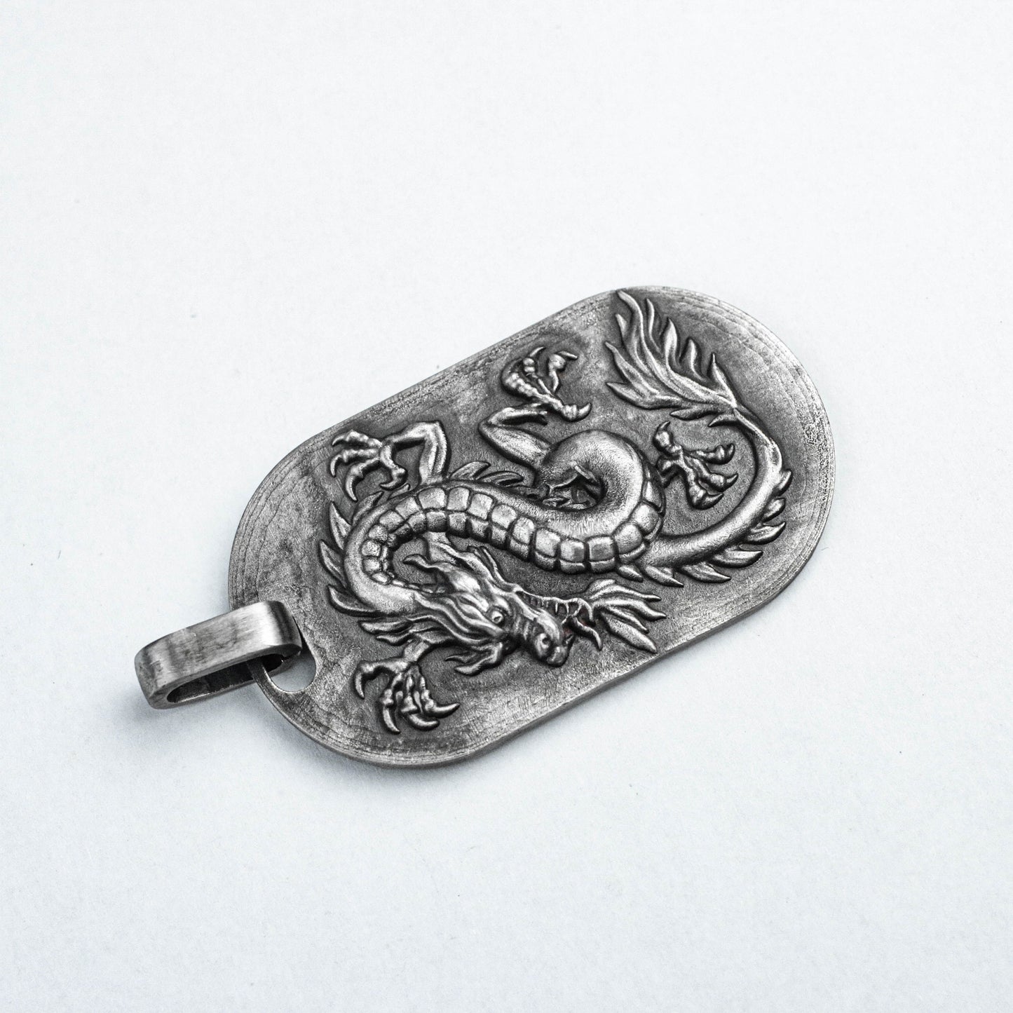 Chinese style silver jewelry, dragon silver pendant, military brand brass pendant, embossed handmade custom, mascot.