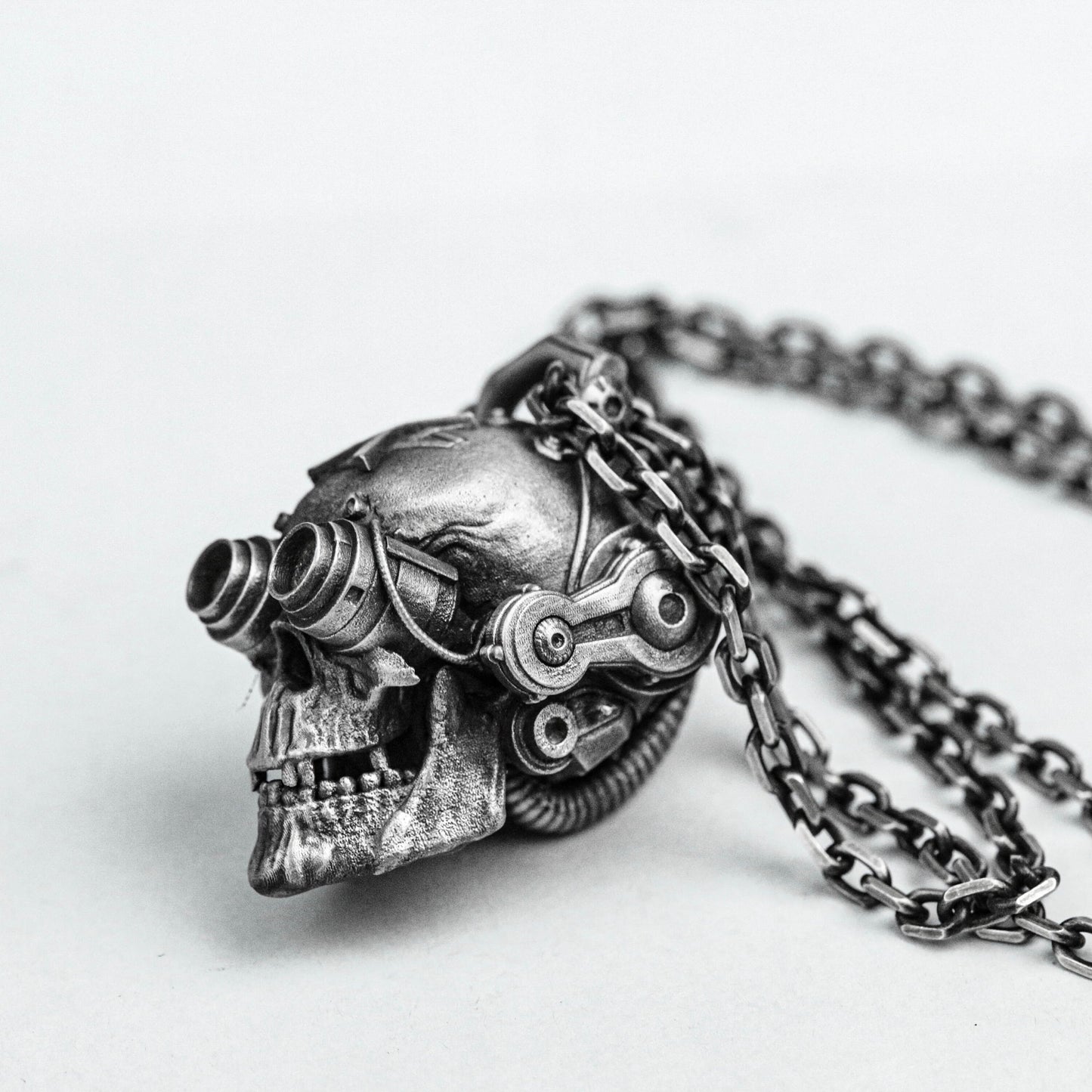 Brass Devil Pendant, Steampunk Skull Pendant, X Shape 925 Sterling Silver Pendant, Skull Head Ornament, Rustic Skull, Knight Pendant