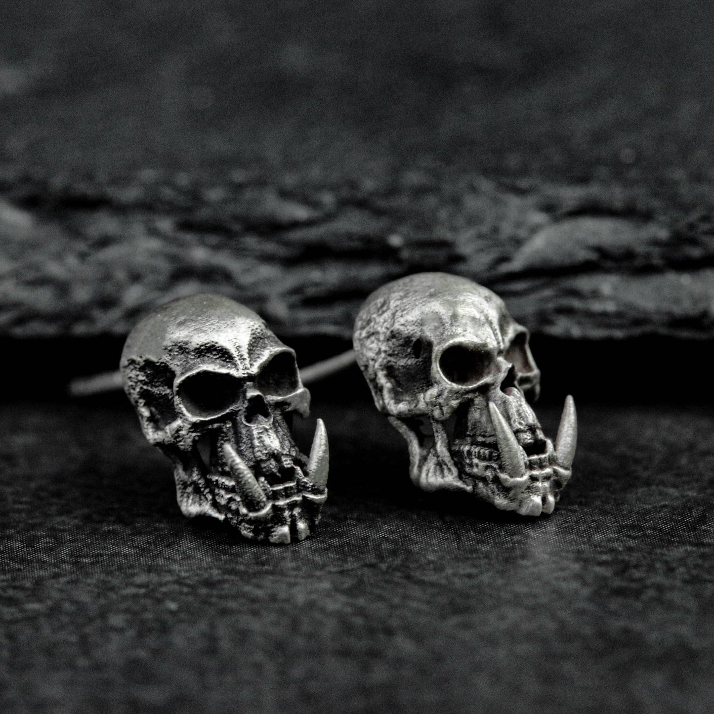 fangs skull earrings, skull earrings, fangs earrings, horror earrings, gifts for men, gifts for him