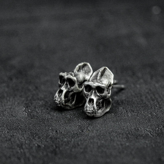 monkey skull earrings, skull earrings, monkey earrings, gifts for men, gifts for him