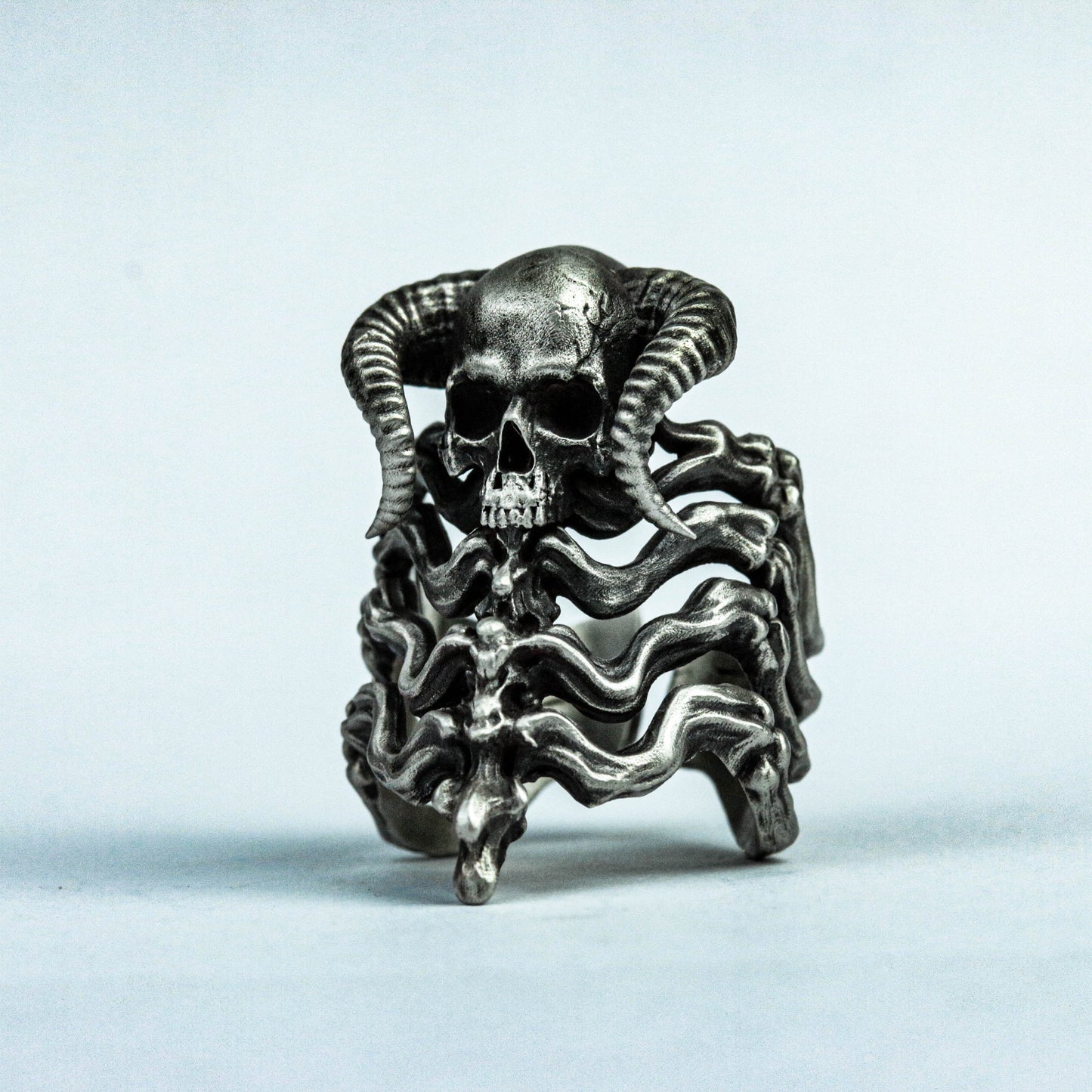 Spine Silver Ring, Sheep Brass Ring, Skull 925 Sterling Silver Ring, Textured Ring, Open Movable Ring, Ripple Ring, Bone Ring