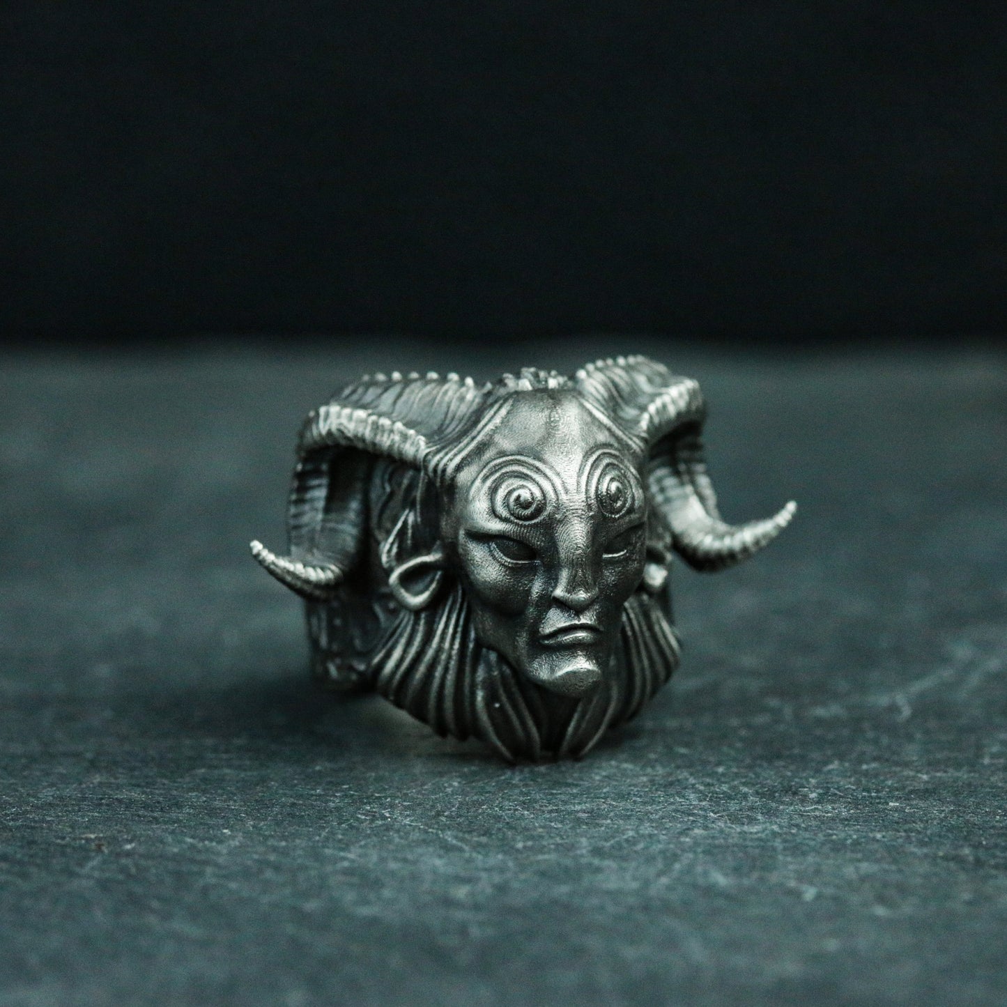 Faun Pan's Labyrinth 925 silver ring, demon genie silver jewelry, sheep god skull gift handmade pendant