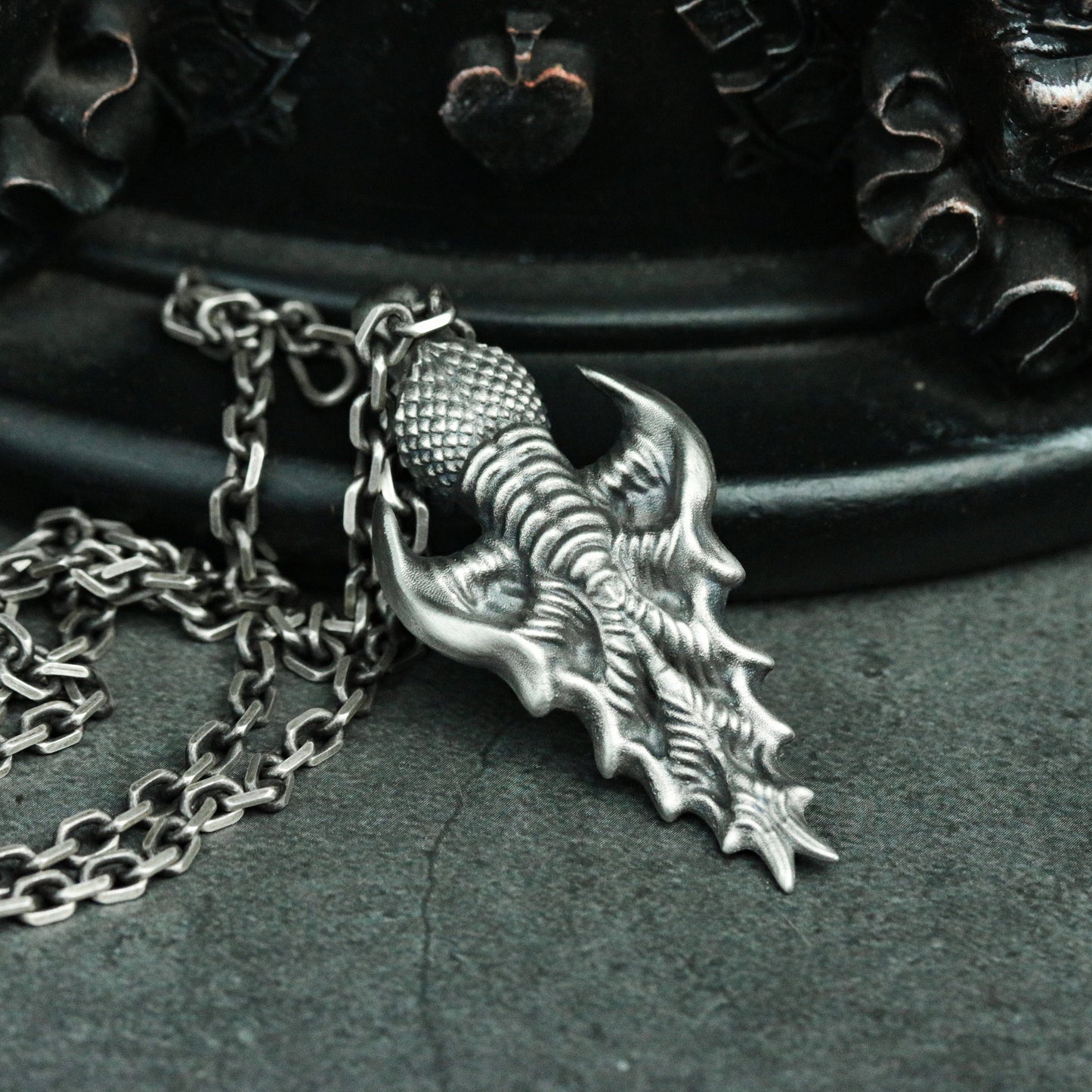 Dragon Tail 925 Silver Pendant Necklace, Dragon Necklace Personality Design, Animal Tail Design Men's Jewelry Silver Gift