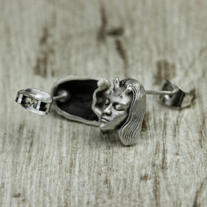 Dragon Girl Stud Earrings, Dragon Stud Earrings, Gifts for Girlfriend, Exquisite Stud Earrings, Small Stud Earrings, Simple Stud Earrings