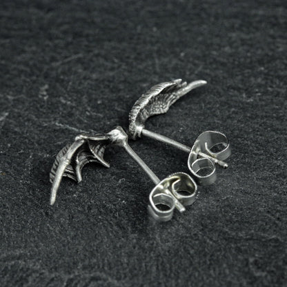 Angel Devil Stud Earrings, Sterling Silver Stud Earrings, Angel Wing Stud Earrings, Minimalist Jewelry, Gift for Her