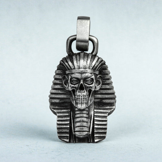 Egyptian Pharaoh Pendant, 925 Sterling Silver Large Pendant, Tutankhamun Figure, Mummy Brass Pendant, Gothic Jewelry, Handmade Pendant,