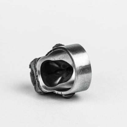 Gothic Skull Totem Ring Set - Hand-Forged 925 Silver Biker Collection