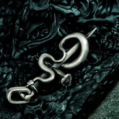 Snake cross 925 silver pendant necklace, viper cross, devil shizij silver handmade gift