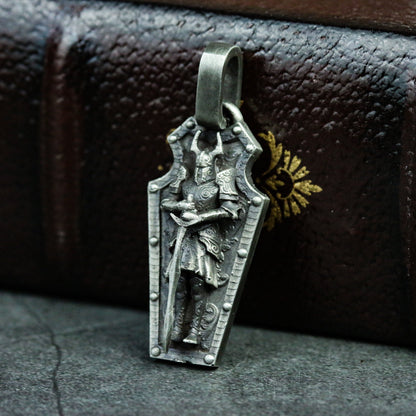 Paladin 925 silver pendant necklace, knight's soul silver jewelry gift handmade pendant, warrior pendant