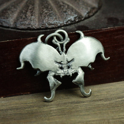 Skull butterfly 925 silver pendant necklace, gothic butterfly insect silver jewelry gift handmade pendant - SATANHORN