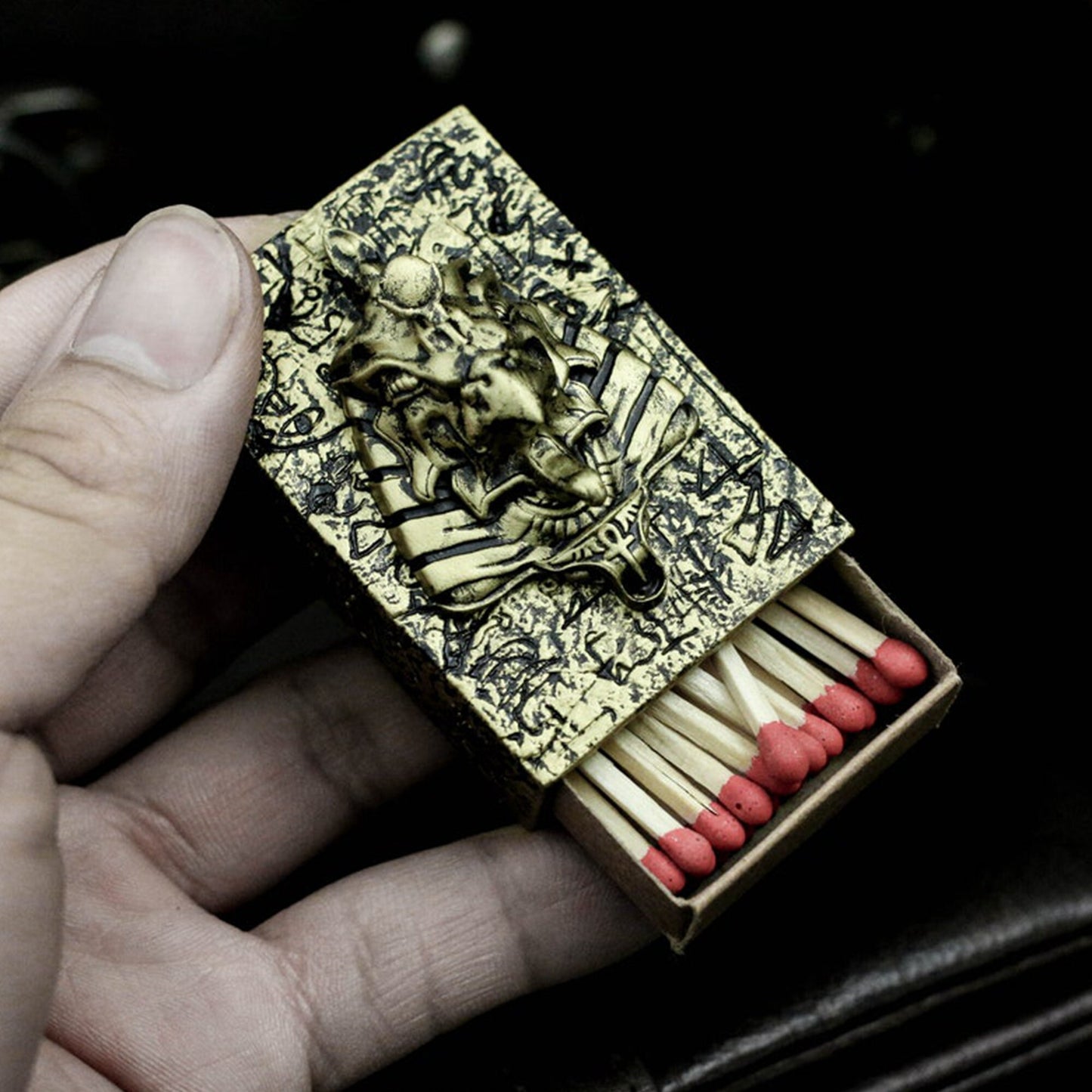 Egyptian Copper Retro Matchbox ignition device, Egyptian Patron saint " Horus", Gifts for smokers-Craftsmen made