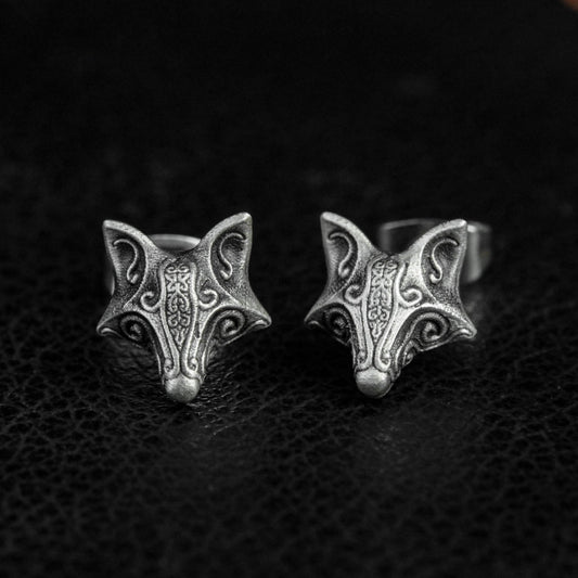 fox earrings, sterling silver earrings, fox jewelry, animal earrings, gifts for him, small earrings