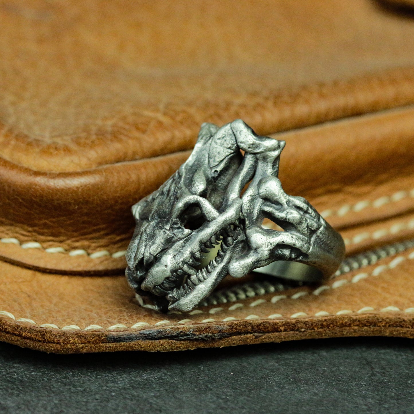 Python skull 925 silver ring, animal skull silver snake ring, gothic undead animal jewelry personalized gift