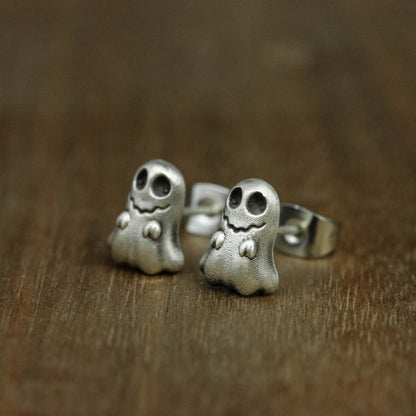 sterling silver ghost stud earrings, ghost accessories, ghost jewelry, fun stud earrings