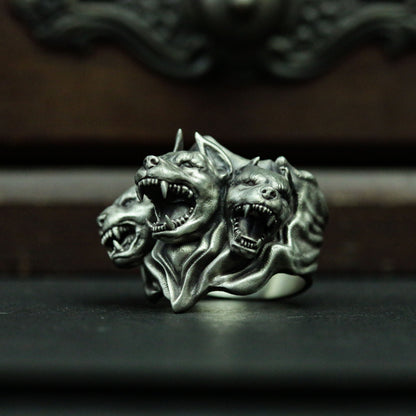 Hell three head dog 925 silver pendant necklace, dog head silver pendant jewelry, vicious dog jewelry personalized gifts - SATANHORN