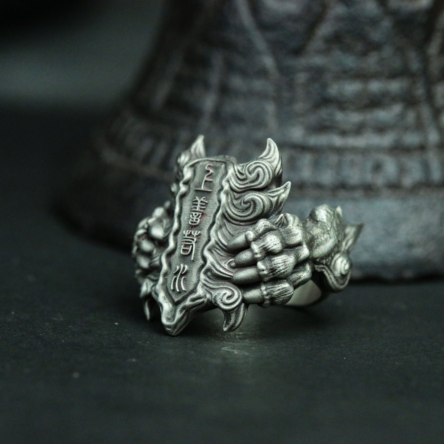 Shangshan Rushui 925 silver ring, monster claw silver ring, Chinese idiom jewelry personalized gift