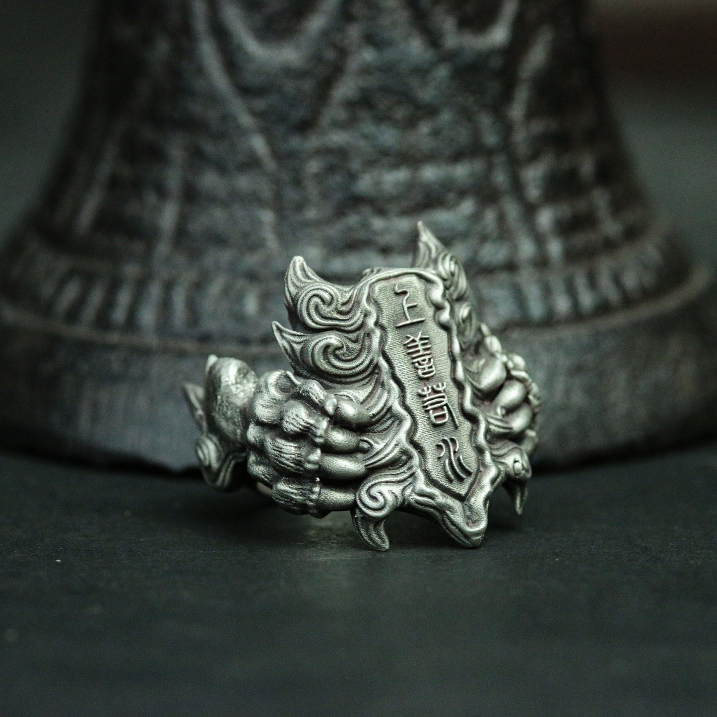 Shangshan Rushui 925 silver ring, monster claw silver ring, Chinese idiom jewelry personalized gift