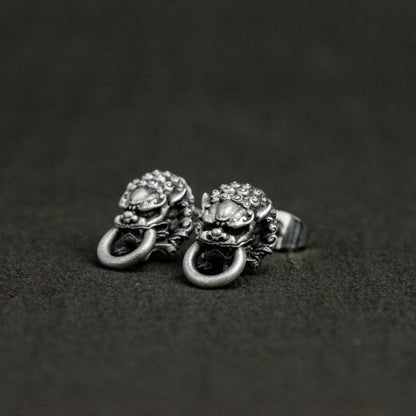 925 sterling silver lion head earrings, lion earrings, lion jewelry, natural earrings
