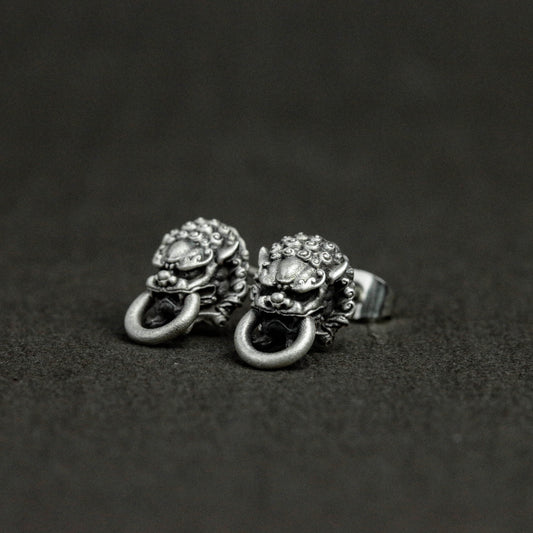 925 sterling silver lion head earrings, lion earrings, lion jewelry, natural earrings