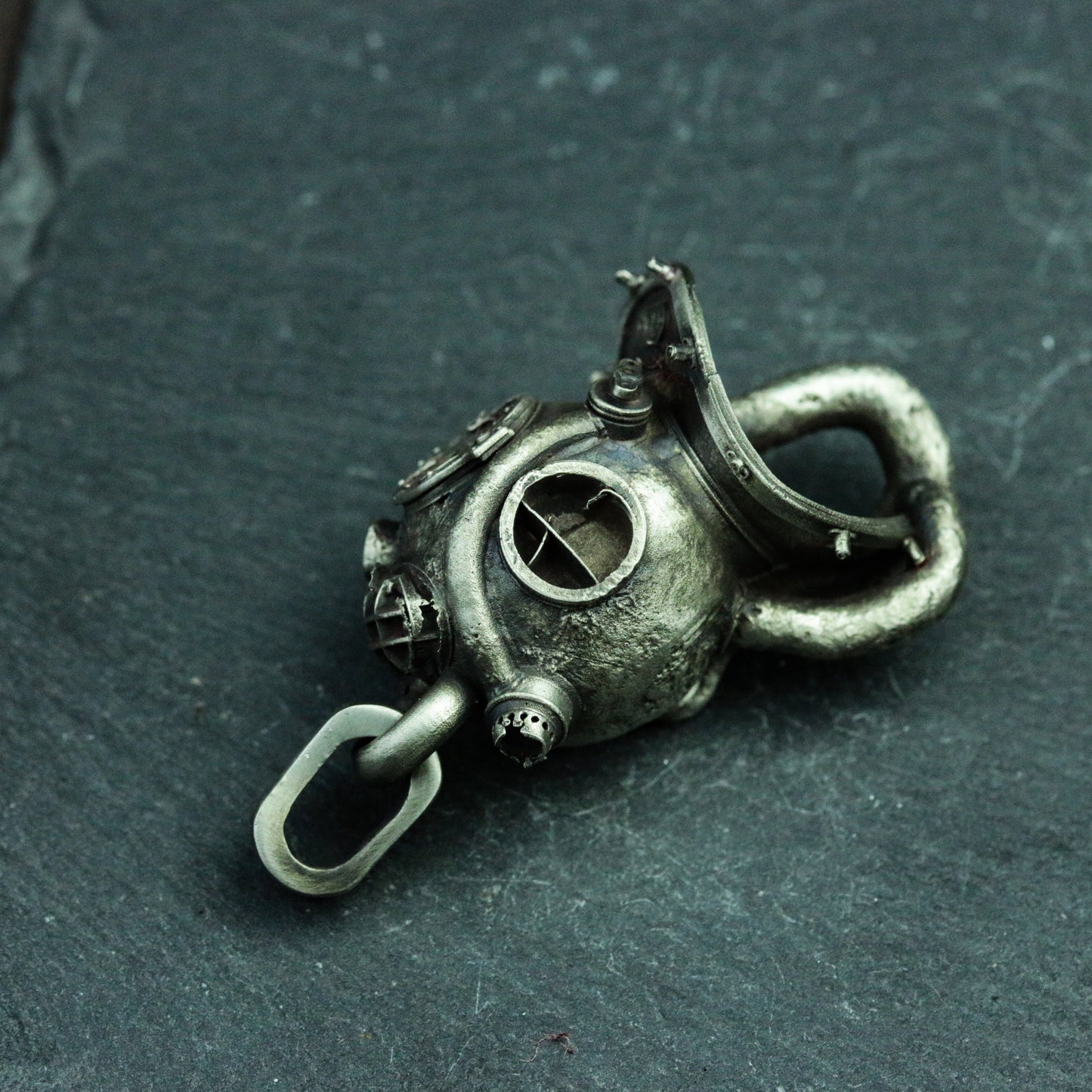 Water Ghost helmet 925 silver pendant necklace, diver silver pendant, cyborg helmet necklace silver pendant silver gift