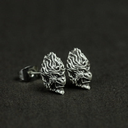 Sterling silver Monkey King earrings, Monkey King earrings, monkey earrings, Monkey King earrings gifts for him