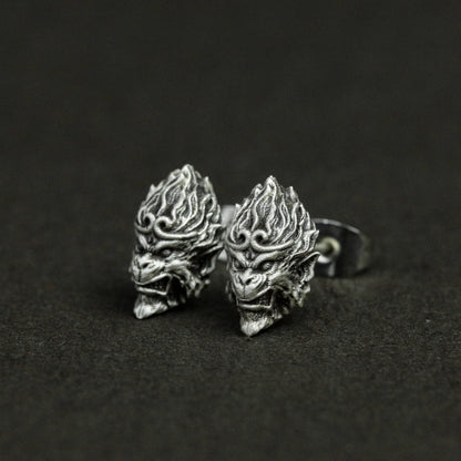 Sterling silver Monkey King earrings, Monkey King earrings, monkey earrings, Monkey King earrings gifts for him