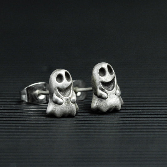 925 silver ghost stud earrings, ghost accessories, ghost jewelry, gifts for men, fun stud earrings