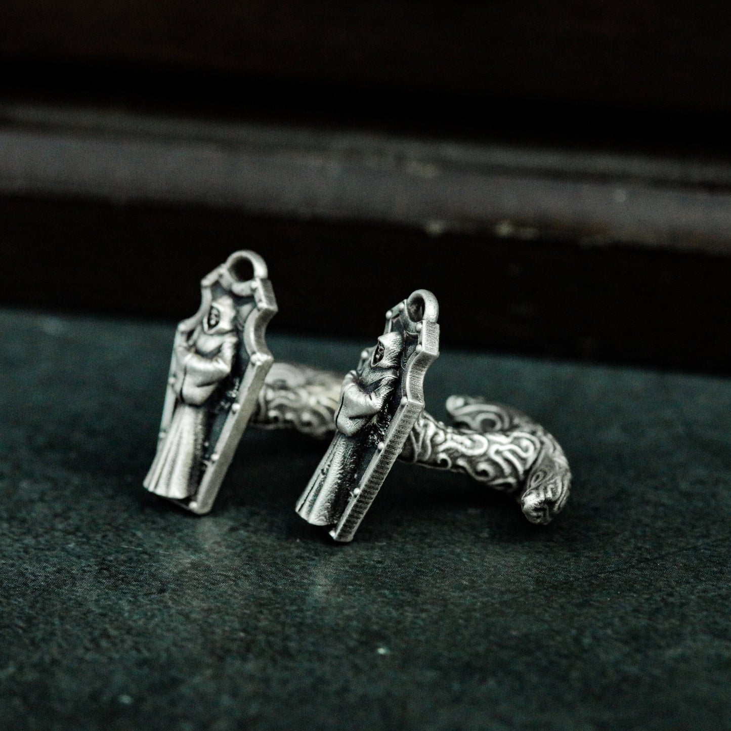 Death cufflinks 925 silver handmade, skull nun cufflinks accessories, Gothic Christians cufflinks precious gift