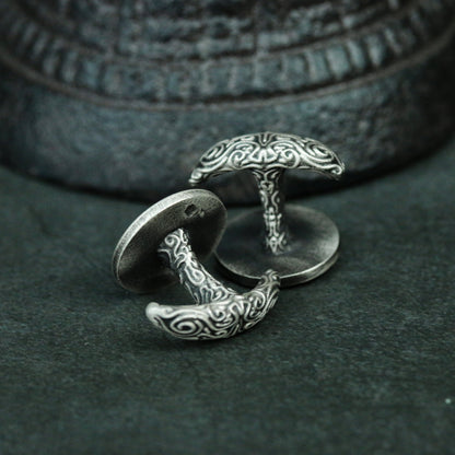 Boat anchor cufflinks handmade in 925 silver, coin round cufflinks silver accessories, sailor nautical cufflinks precious gift - SATANHORN