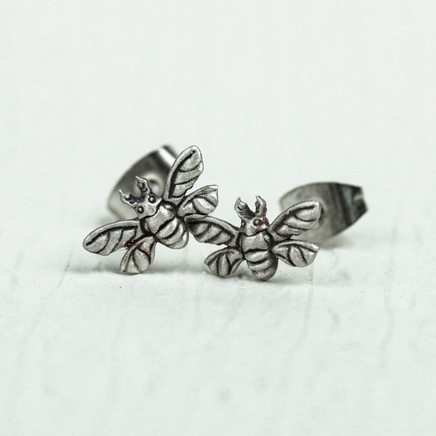 Sterling silver bee earrings, bee earrings, flower messenger, little bee earrings, gifts for her